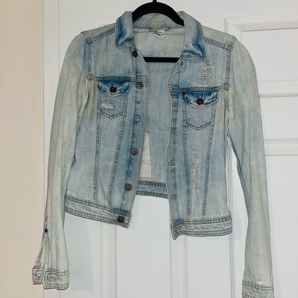 H&M Light Blue Distressed Denim Jacket